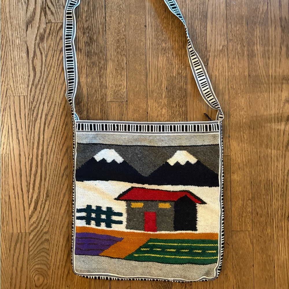 Vintage woven wool satchel/crossbody bag from Ecuador